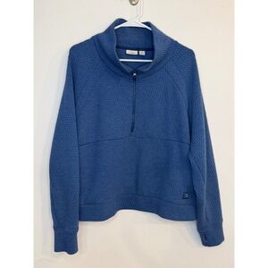 L.L. Bean‎ Women's Ridgeknit Oversized Half-Zip Pullover Sweatshirt Blue XL